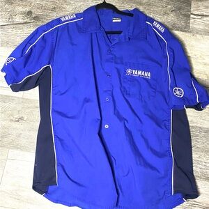 Yamaha Blue Casual Button Down Shirt Performance Material